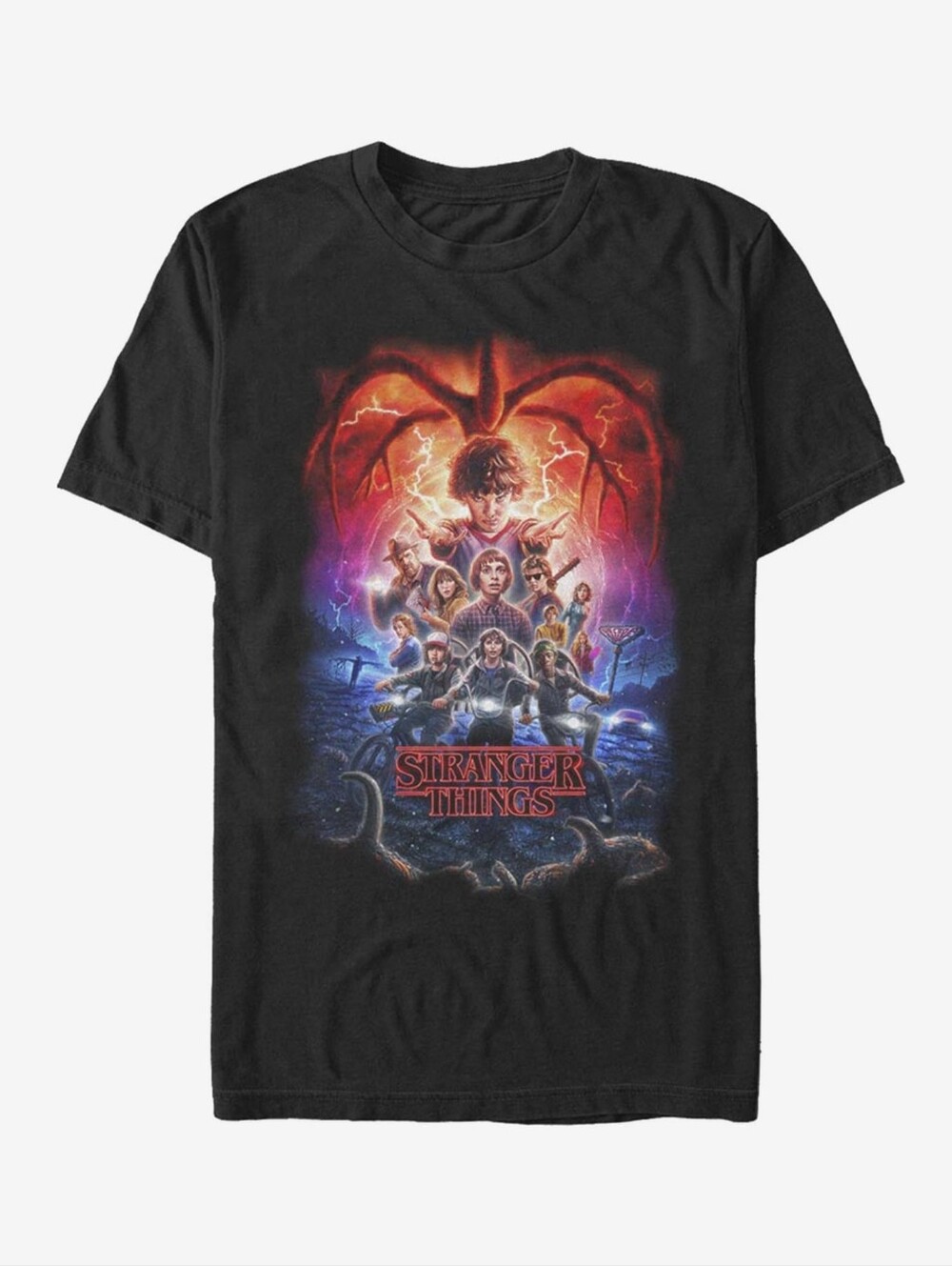 Stranger Things Graphic Tee Full Cast Poster Shirt Netflix Size Small Black